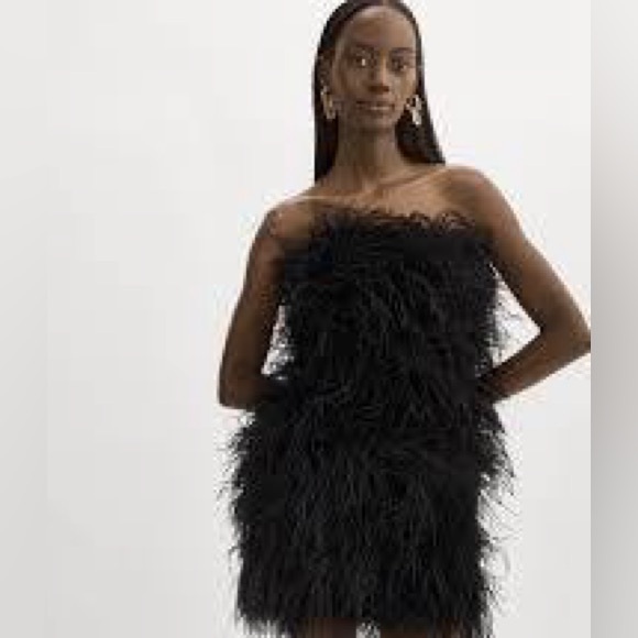 LAMARQUE x REVOLVE Triana Mini Dress in Black Feathers NYE party Dress - Picture 4 of 12